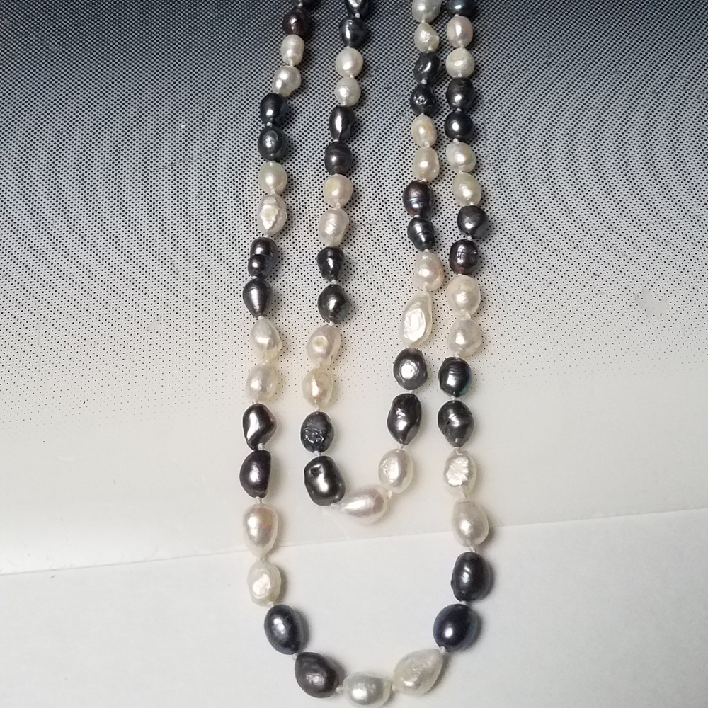 PEARLS for 2026 Baroque lush 46in morning gray creamy white pearls…